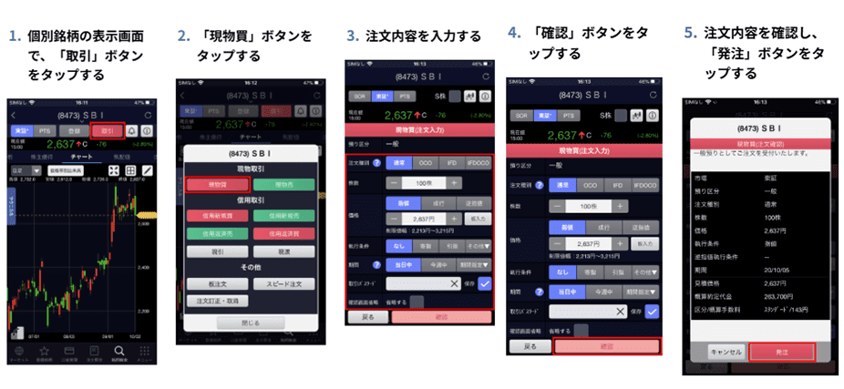 SBI証券 株アプリでの設定手順画像